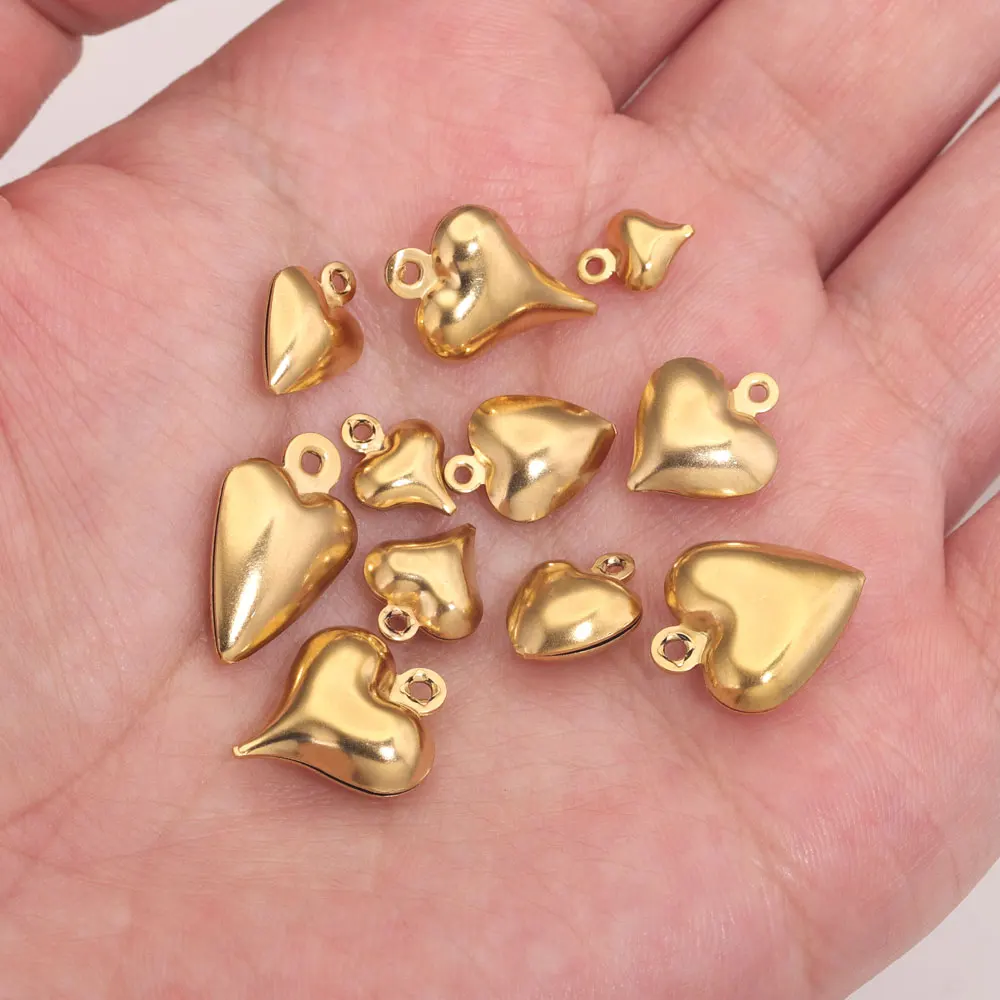 20pcs Small Heart Charms Stainless Steel Love Hollow Pendants for DIY Necklace Bracelet Jewelry Making Crafts Finding