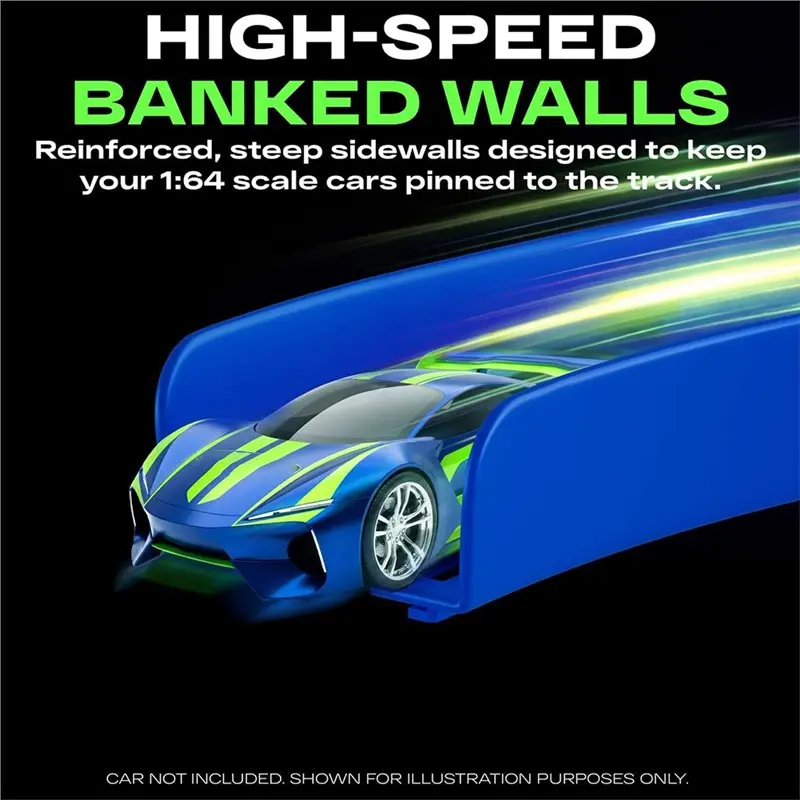 A63T-High-Banked 90-Degree Curve Track Pieces For Hot Wheels 10-Pack 15 Connectors Bulk Extension 1:64 Scale Racing Turn