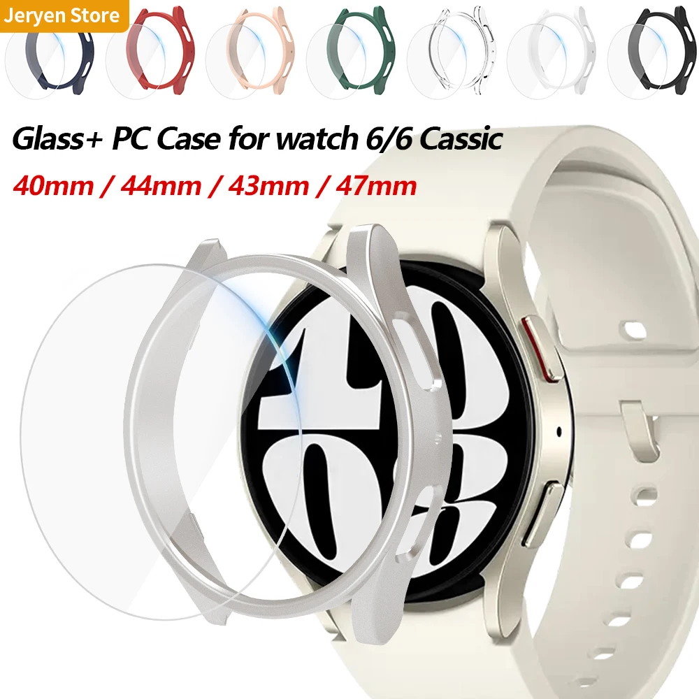 Cristal + funda para Samsung Galaxy Watch 6, Protector de pantalla de 40mm, 44mm, parachoques para Galaxy Watch 6 Classic, cubierta protectora de