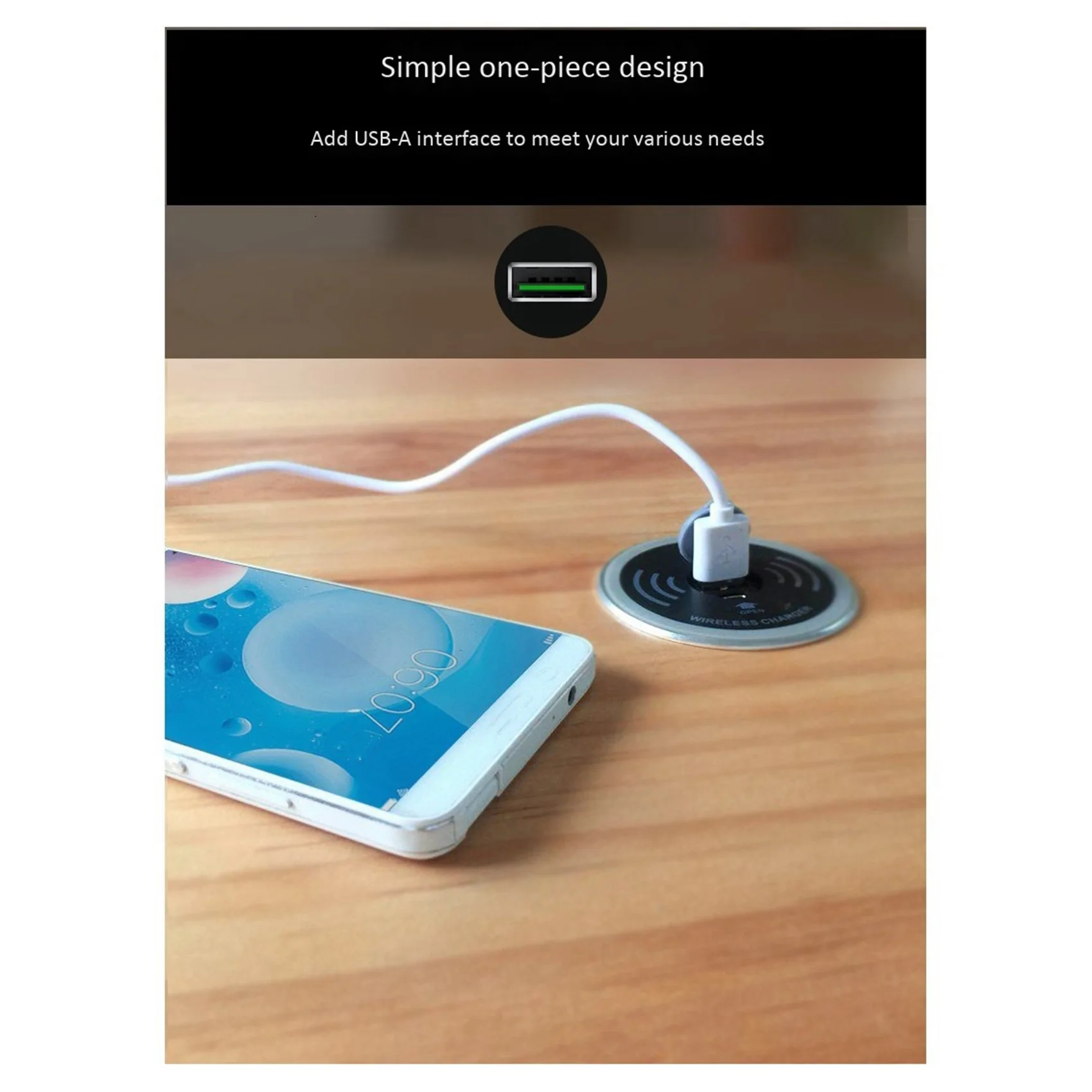 

IDUD 5X Built In Desktop Device Qi Fast Wireless Charger 15W Quick Charger 3.0 Embedded Caricabatter Type-C Chargeur
