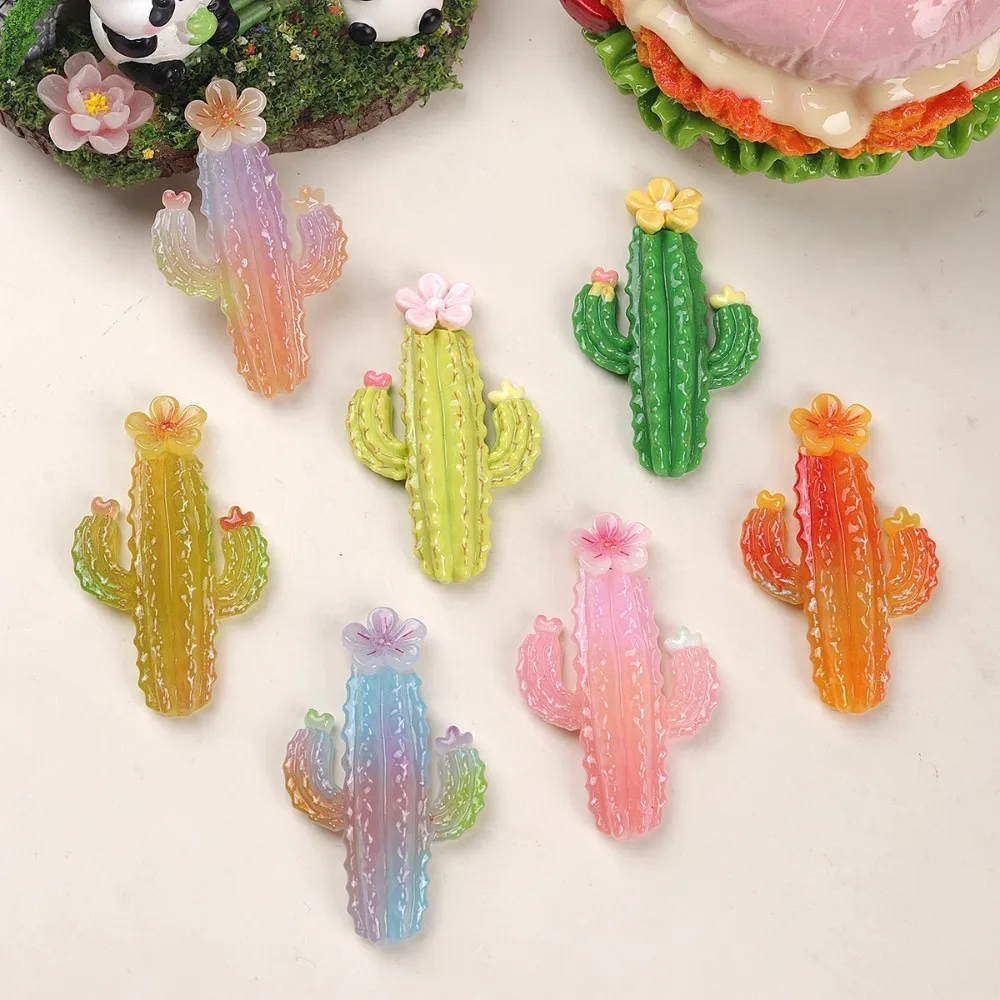 10pcs Mini Kawaii Cute Catcus Plant Flat Back Cabochons Scrapbook Diy  Party Hairpin Accessories Home Decoration Craft