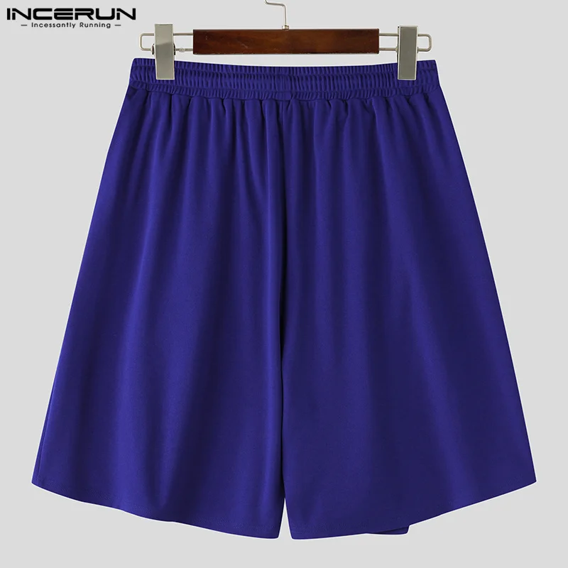 INCERUN 2024 Korean Style Men Shorts Summer Irregular Shorts Leisure Streetwear Short Pant Trouser Solid Color Shorts S-5XL