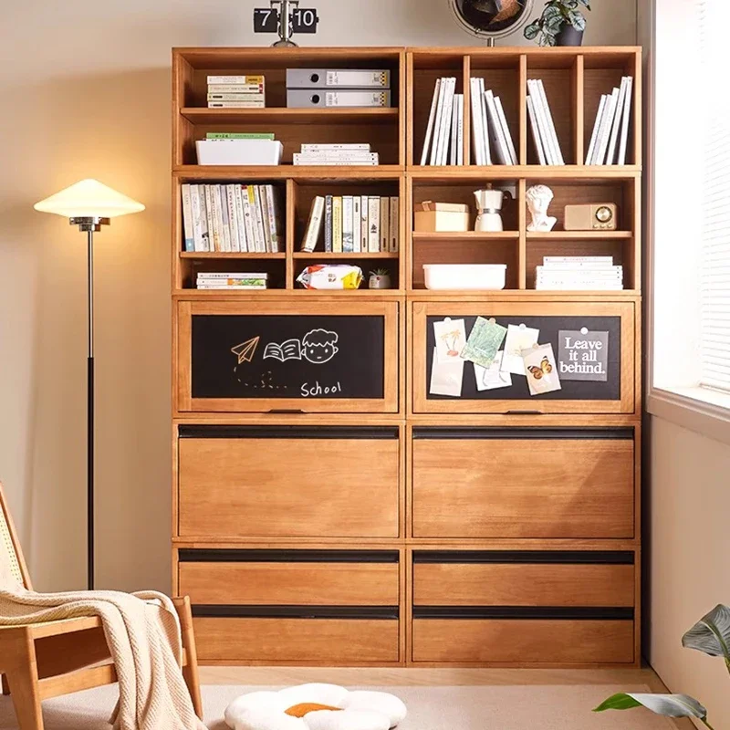 Solid Wood Bookcase Low Cabinet Floor Shelf Combination TV Cabinet Side Cabinet Lattice Cabinet Simple Storage Furniture WKBC