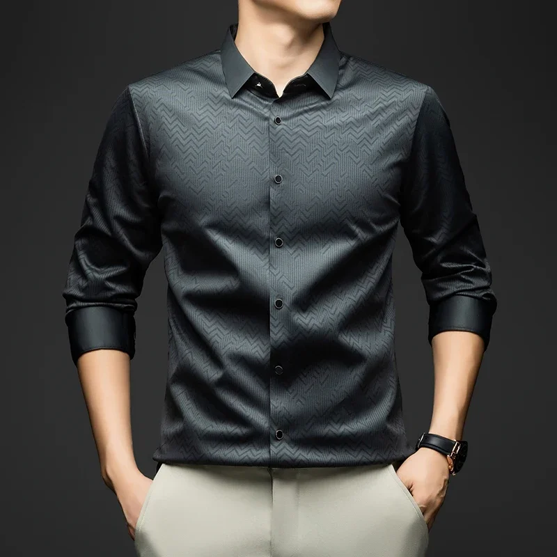 BROWON Men Shirt Long Sleeve Autumn 2025 New Solid Color Casual Luxury Shirt  Man Business Office Slim Shirts for Men Clothes