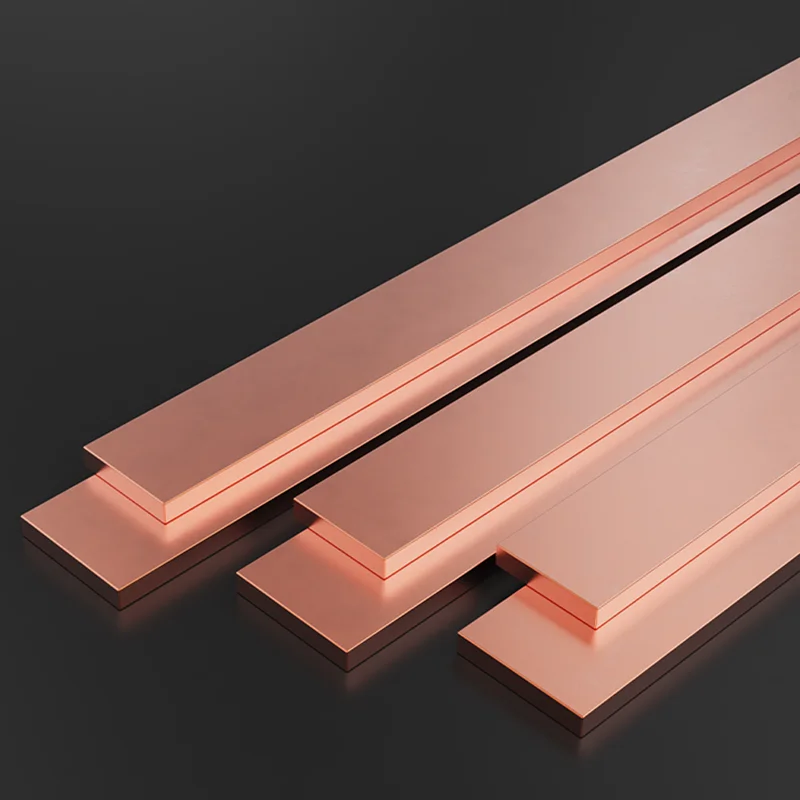 T2 Copper Busbar 100-500mm, Tin Plated Grounding Bar, High Conductive Flat Copper Bar for Electrical Projects, Customizable Size