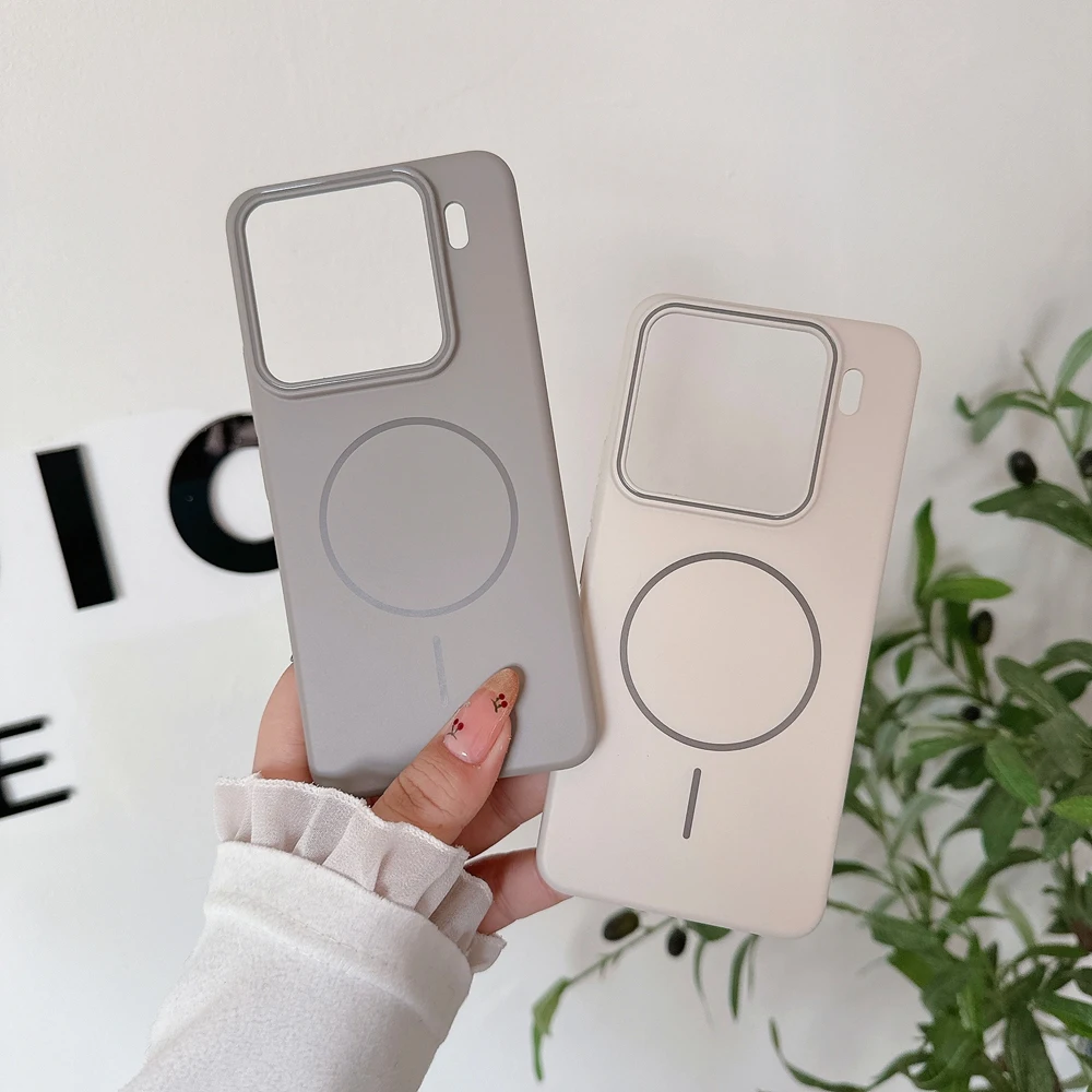 Casing Ponsel Pengisi Daya Magnetik Warna Solid untuk Xiaomi Mi 14 Ultra 13 15 Pro Redmi K80 Pro Magsafe Cangkang Sampul Keras