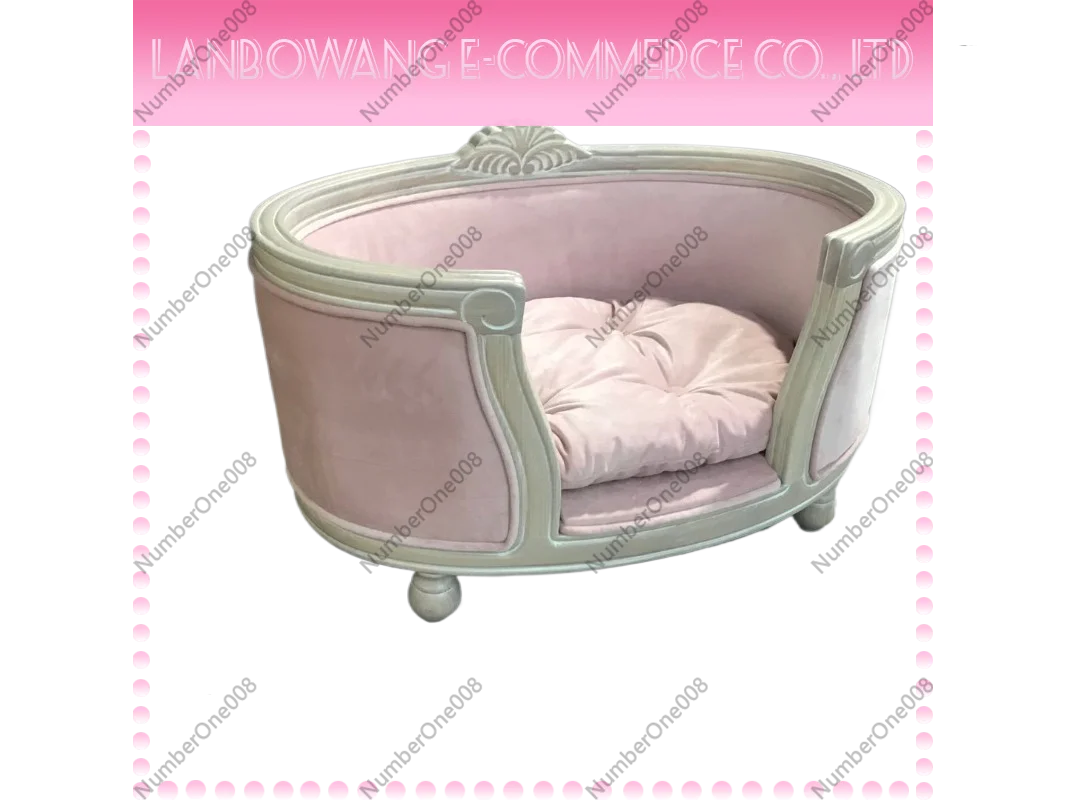 European Style Carved Solid Wood Pet Sofa Bed Carved Elevated Dog Cat Couch Bed for Small Medium Pets