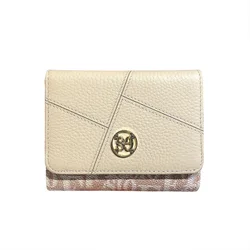 Fashion Patchwork Cowhide Women Wallets Short Genuine Leather Billfold Original Design 3-fold Wallet Letter Pattern Logo Purse