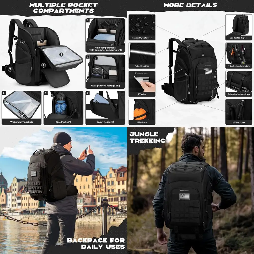 

Мужской водонепроницаемый тактический рюкзак на 40 л с системой MOLLE для походов, кемпинга и спортзала