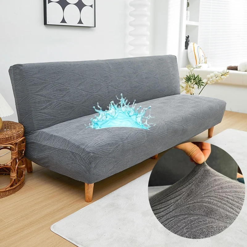 

Waterproof Jacquard Fabric Stretch Armless Sofa Bed Cover Protector Without Armress Sofa Cover Elastic Slipcover