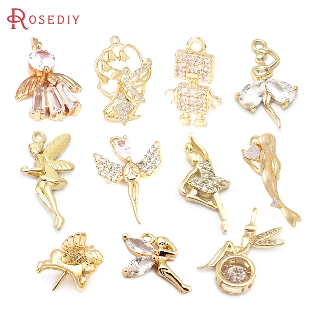 

18K Gold Color Angel Genius Figure Charms Pendants Necklace Earrings High Quality Diy Accessories