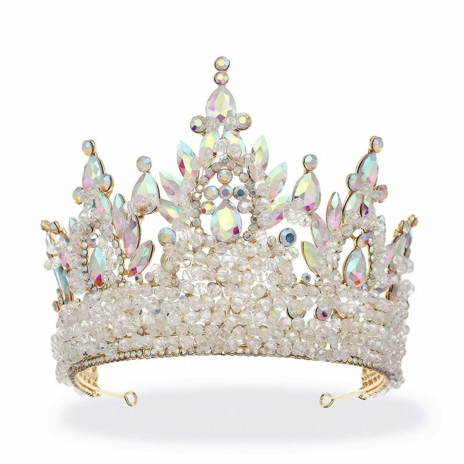 Rhinestone Crown with Comb Gold-Tone Rhinestone Crown Tall Gemstone Headpiece