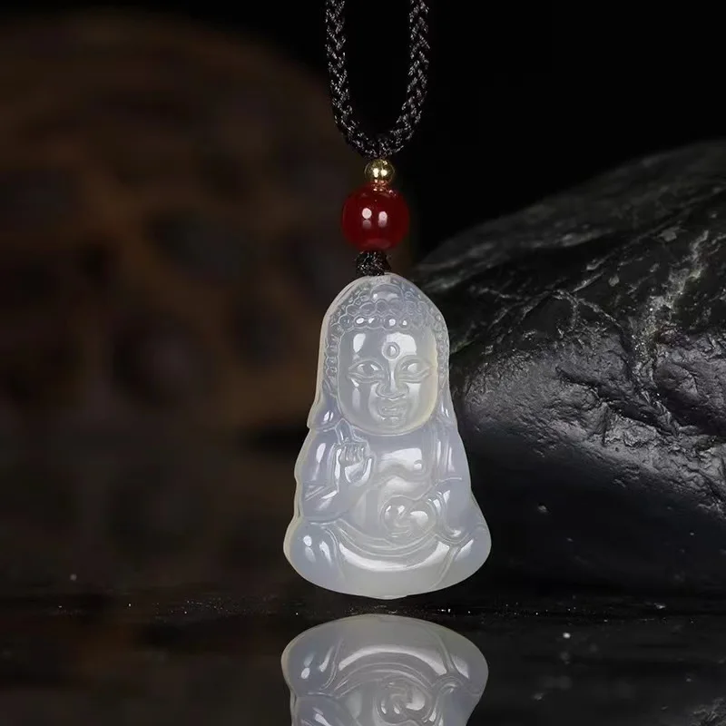 

Натуральный агатовый кулон из халцедона с изображением Будды, нефритовый кулон-подвеска для мужчин и женщин, ожерелье из нефрита.