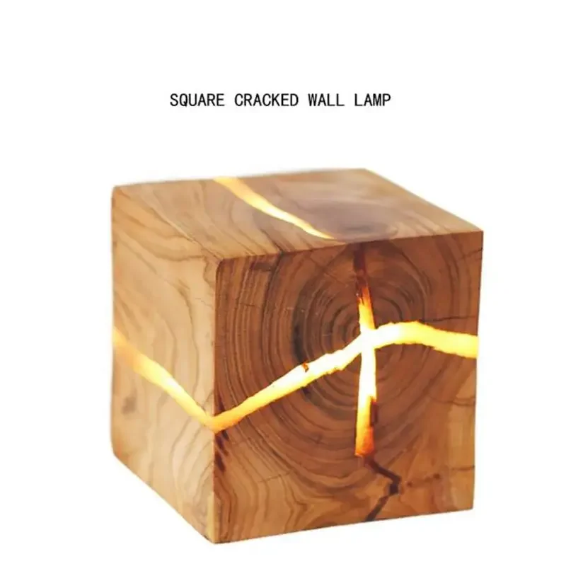 Candelabro de pared de madera Natural agrietada, lámpara LED G4 de 5W para sala de estar, dormitorio, lámpara de madera de pino/albaricoque