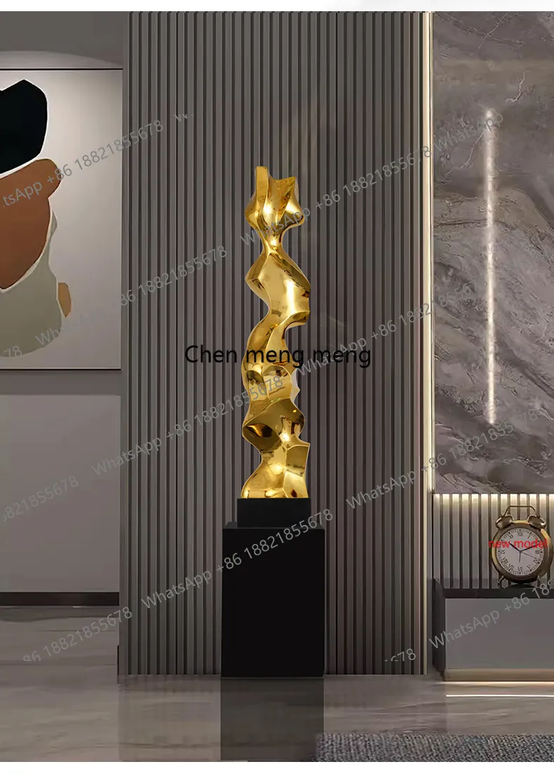 H178Floor-to-ceiling ornaments next to the TV cabinet, modern abstract hotel lobby, living room,  large-scale decorative sculptu