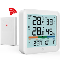 Wireless Indoor Outdoor Thermometer Hygrometer Digital Temperature Humidity Monitor With Remote Sensor Home Weather Station