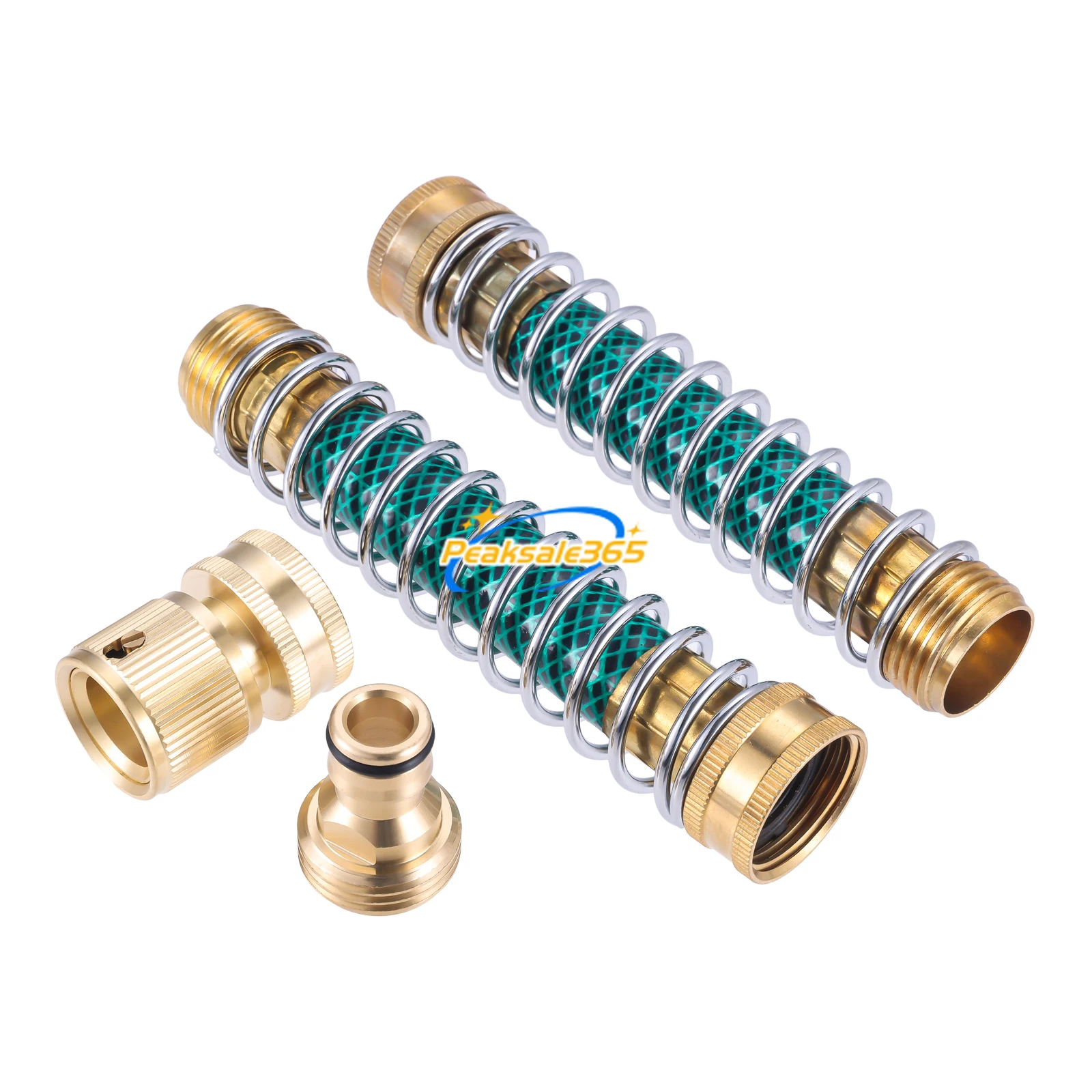 

2pcs/1set 3/4" GHT Kink-free Hose Protector Solid Brass Water Splitter Pipe Extension Garden Hose Male and Female Quick Connect