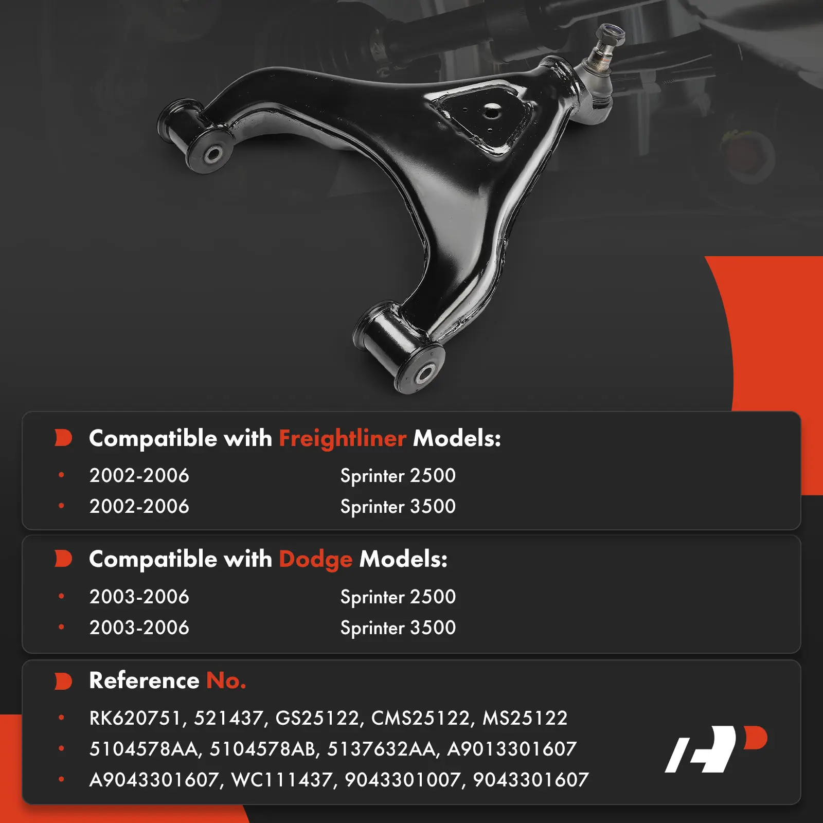 A-Premium Front Right Lower Control Arm with Ball Joint Assembly for Dodge Sprinter 2500 Sprinter 3500 2003-2006