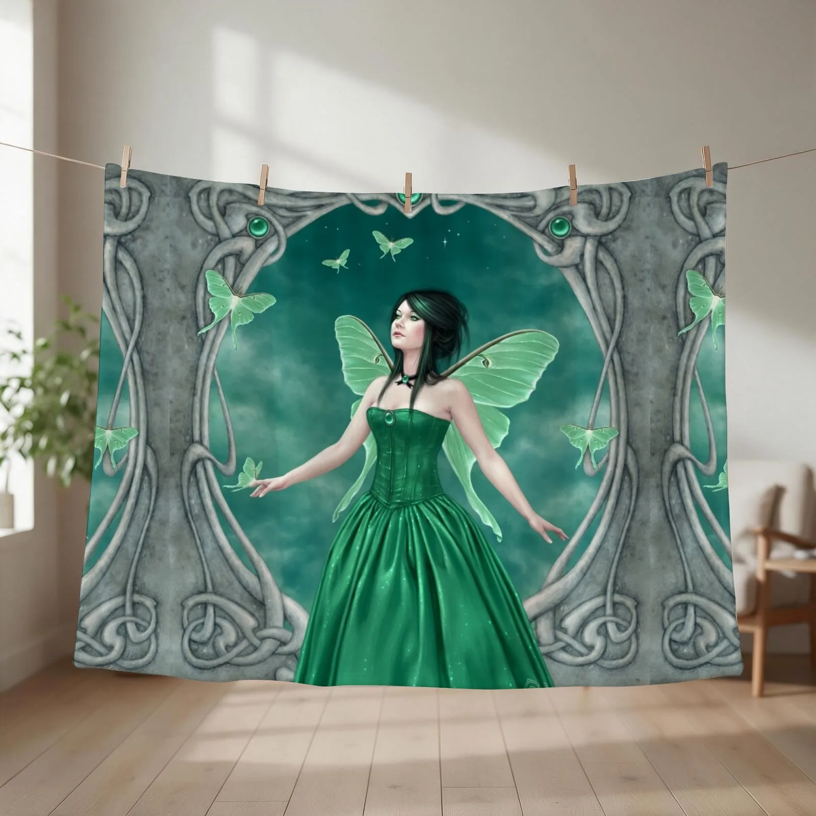 Emerald Birthstone Fairy Throw Blanket Kid'S funny gift Soft Plaid Bed linens Blankets
