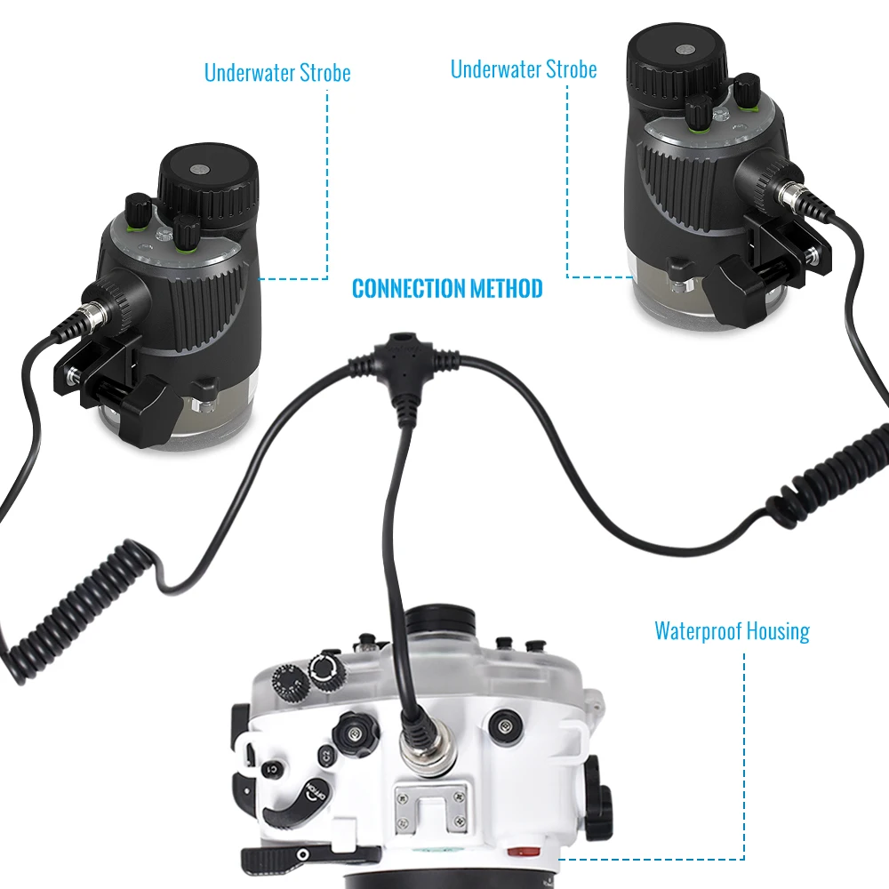 Sapos do mar mergulho à prova dwaterproof água escudo lanterna linha de conexão 5 pinos synchronous lightning conductor cabo linha dados