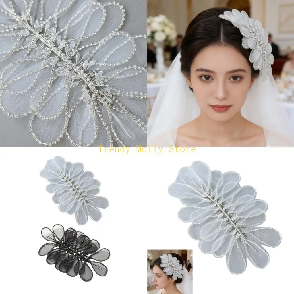 n5kb-スタイリッシュな花と葉のワイヤーヘッドバンド小道具ウェディングパーティーブライダルアクセサリー