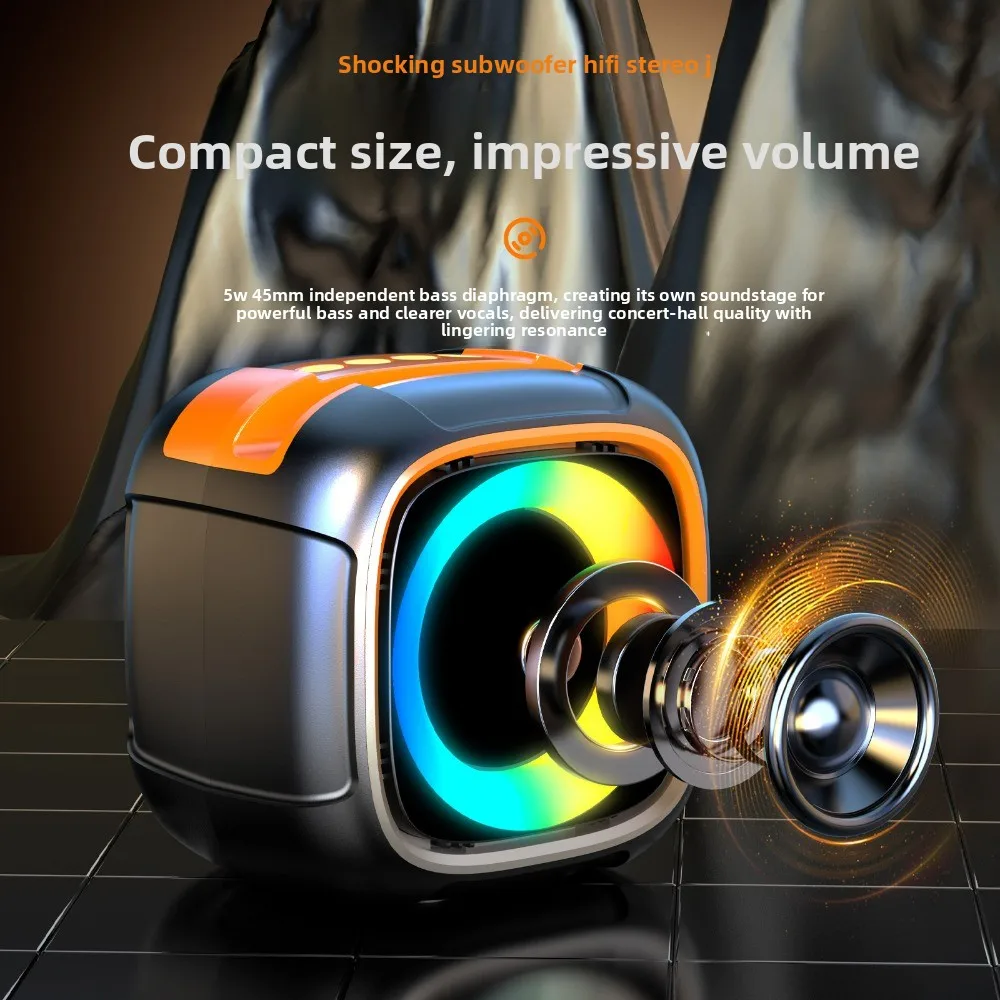 Colorful Light Portable Outdoor Wireless Bluetooth Speaker - Foldable Stand Bluetooth Speaker Bass Mini Subwoofer