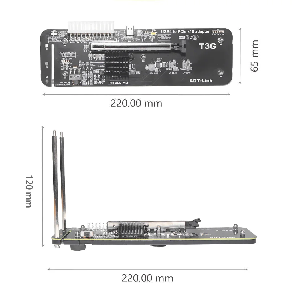 Imagem -02 - Placa Gráfica Externa Ut3g Usb4 para Pcie 4.0x16 Adaptador Egpu para Thunderbolt3 4-compatível para Nuc Itx Stx Laptop pc Notebook