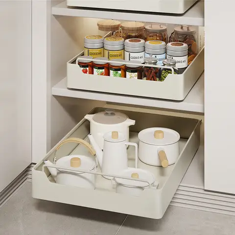 댐핑 가이드가 있는 슬라이드 아웃 캐비닛 정리함 서랍, 나일론 접착제, 헤비 듀티 슬라이드 아웃 팬트리 선반