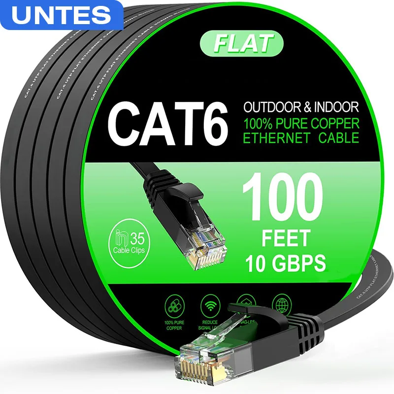 

UNTES Ethernet Cable Cat6 Gigabit High Speed 1000Mbps Internet Cable RJ45 Shielded Network LAN Cord for PC PS5 PS4 PS3 Xbox