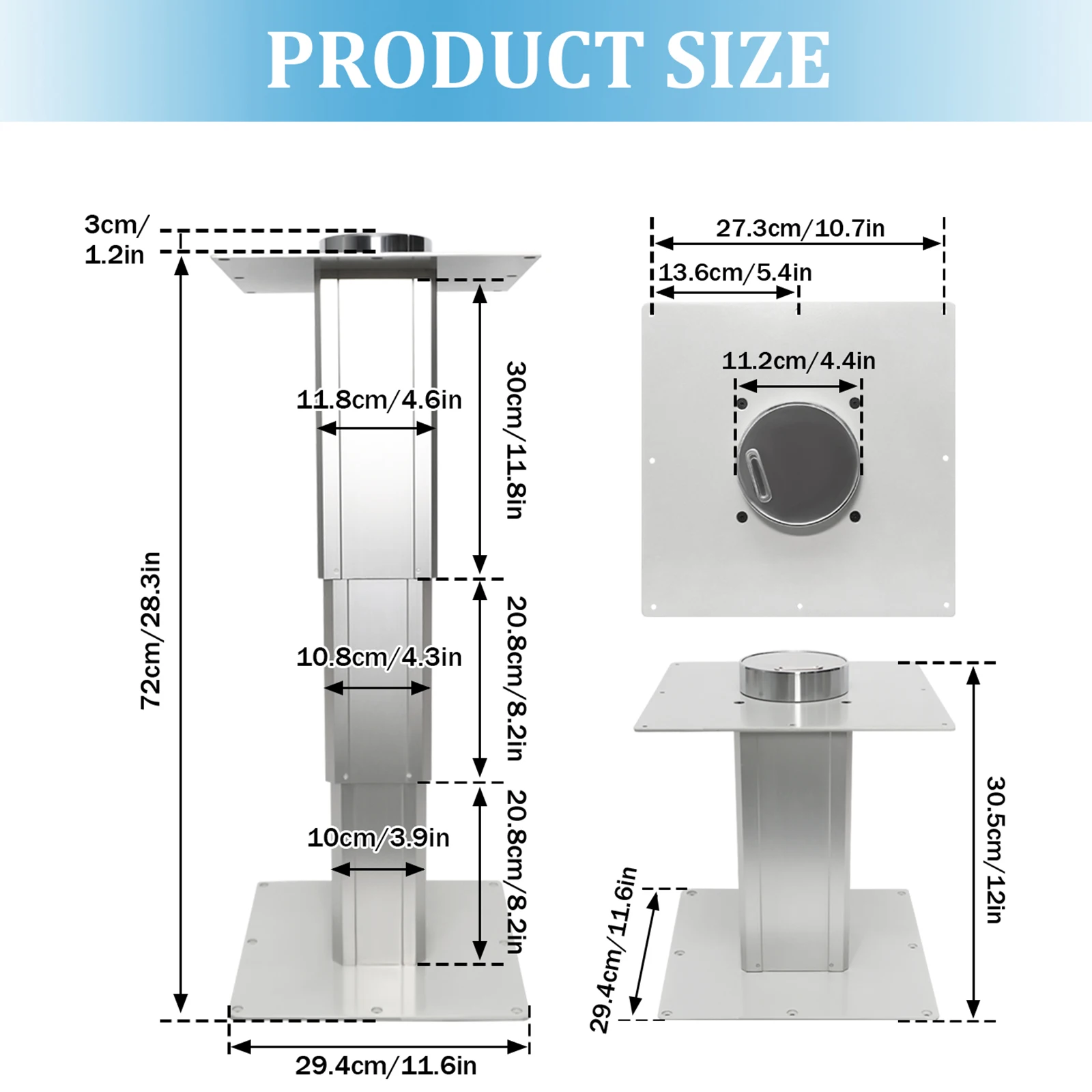 أرجل طاولة RV من الألومنيوم قابلة للتعديل مع إطار قاعدة نطاق ارتفاع 11–31 بوصة للمركبات الترفيهية والقوارب واليخوت وأثاث التاتامي