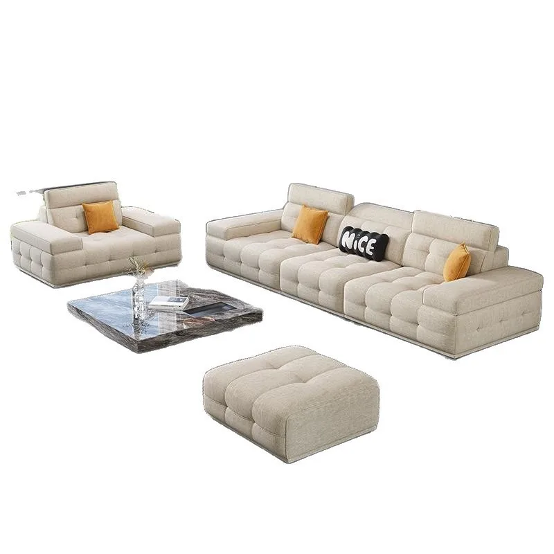 

High-end chenille cotton and linen fabric sofa Italian minimalist small apartment living room Lawrence adjustable straight sofa