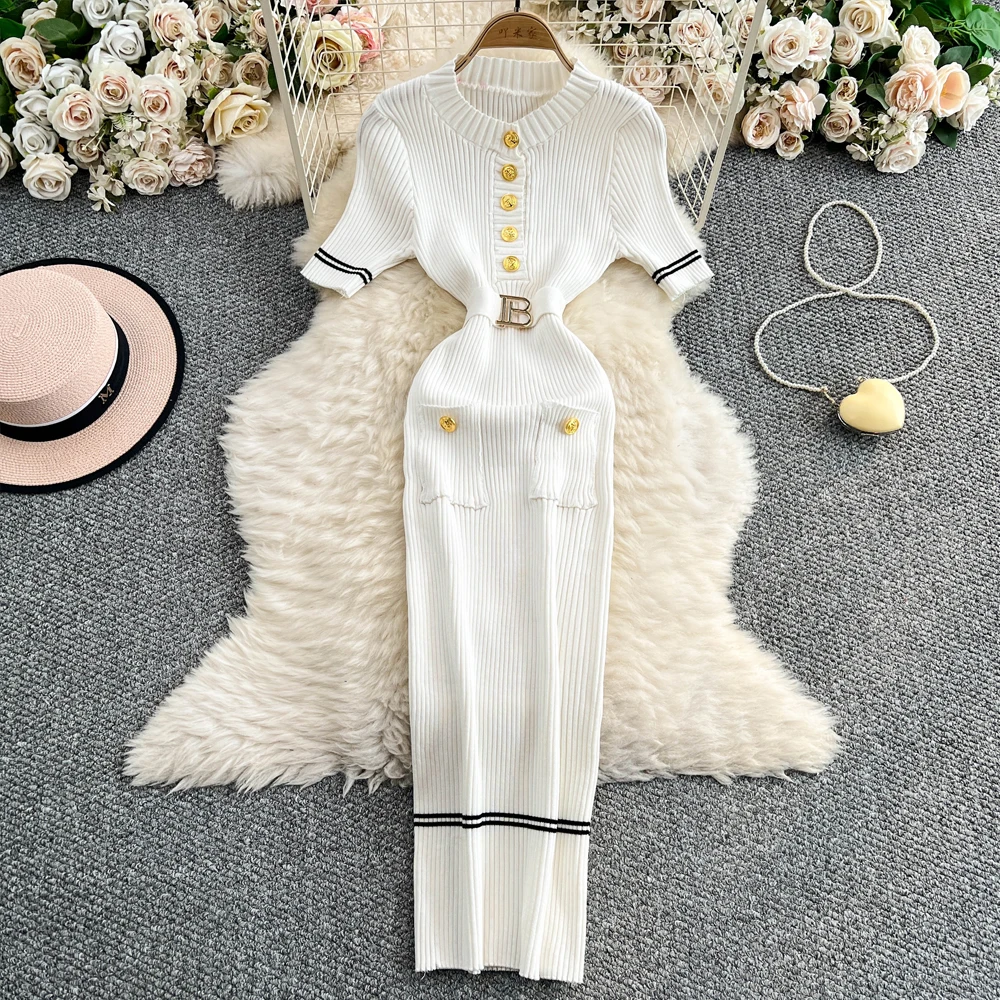 YuooMuoo marka moda damska sukienka 2025 lato z paskiem Bodycon długi sweter sukienka elegancka biurowa damska sukienka ołówkowa Party Vestidos