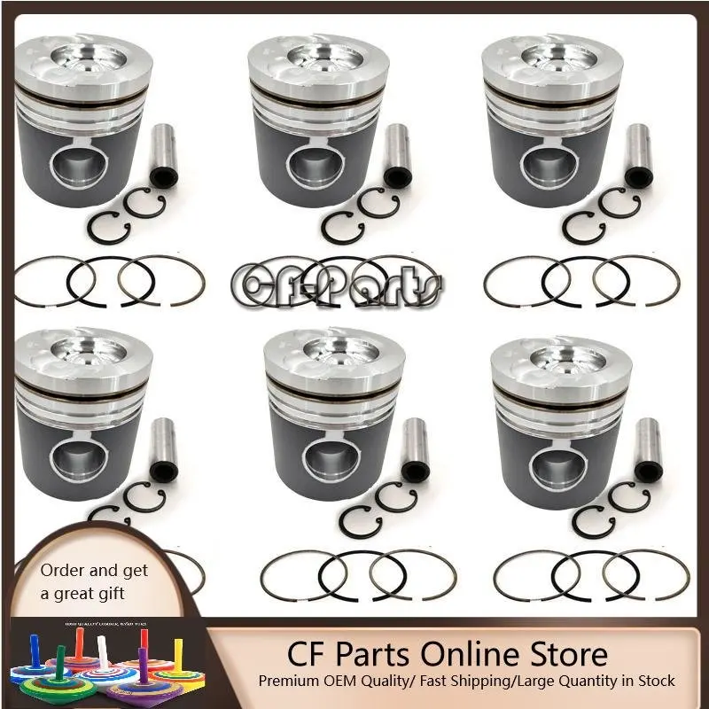 New 6 Sets STD Piston Kit With Ring 65.02501-0228B Fit For Doosan DE08 Engine 111MM