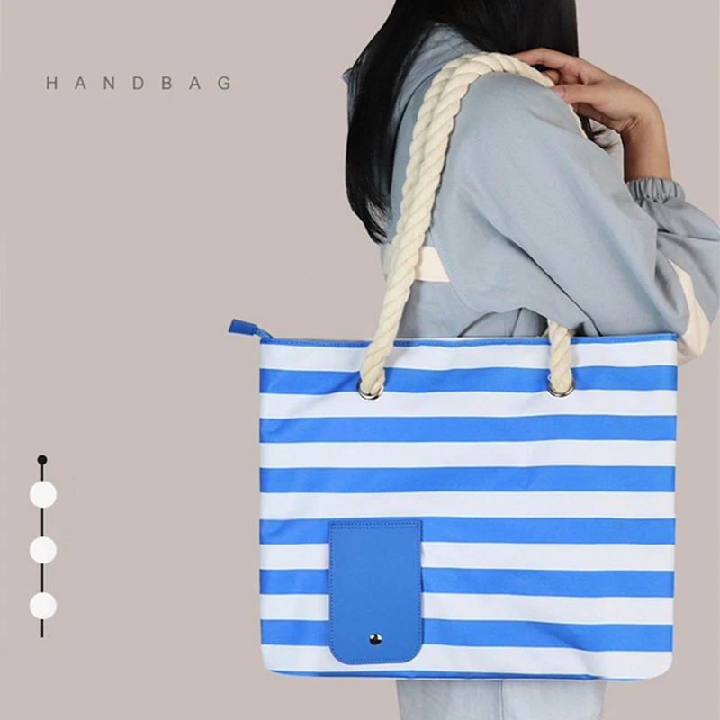 Wine Ice Bag With Inner Insulated Compartment Portable Large Capacity Beach Tote Handbag For Outdoor Beach Party