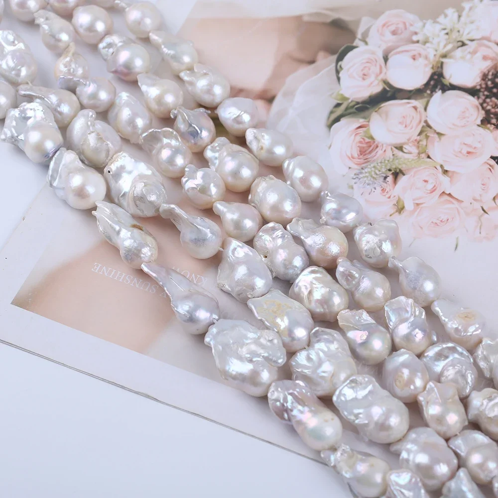 

14-17mm White Baroque Fireball Shape Cultured Freshwater Pearl Strands For Jewelry Making