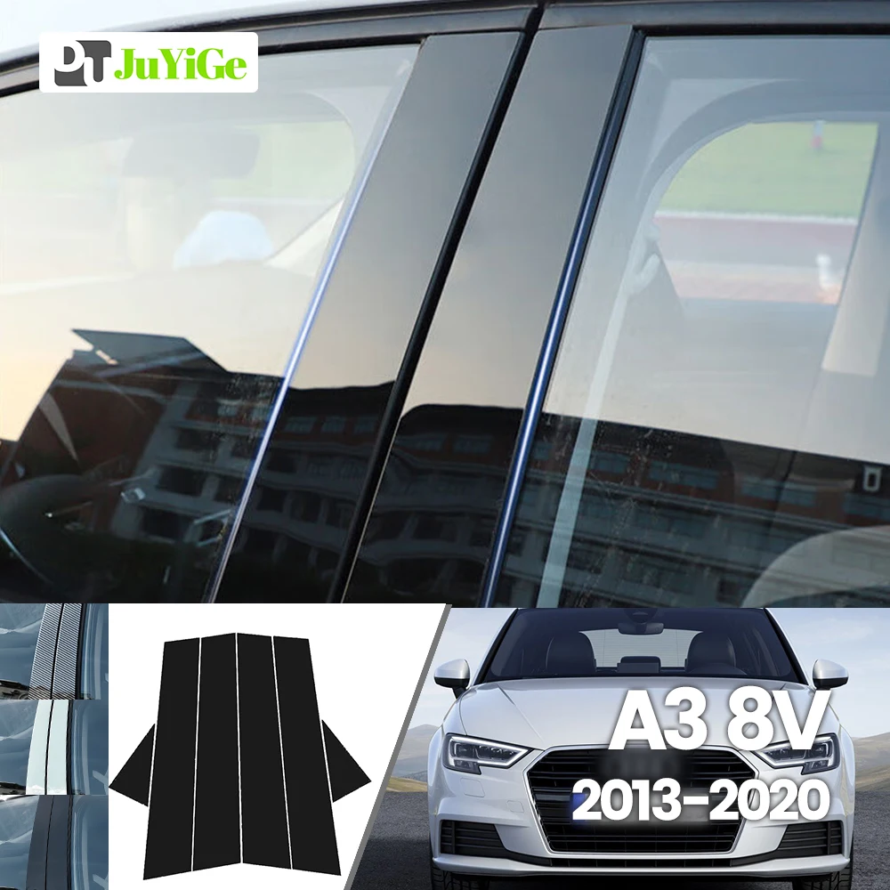

For Audi A3 8V 2013-2020 2014 2015 2016 2017 2018 2019 Bright Black Carbon Fibre Window Door B C Sticker