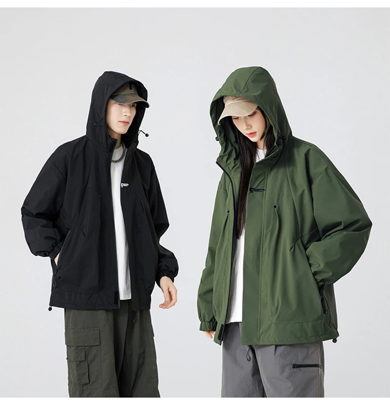 American Style Assault Suit Jacket For Men Spring Autumn 2025 New Outdoor Leisure Hiking Suit Loose Workwear Hooded Jacket