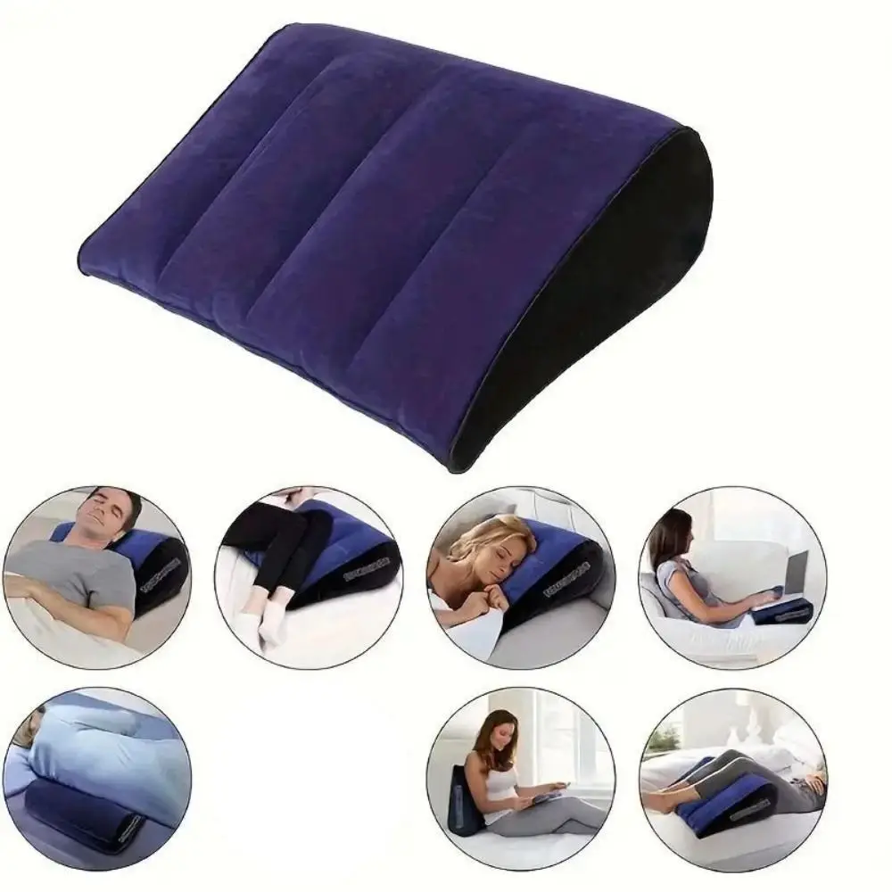 Couples Gifts PVC Flocking Silicone Pillow Blue+Black Triangle Cylinder Wedge Magic Cushion Soft Inflatable Triangle Pad Home