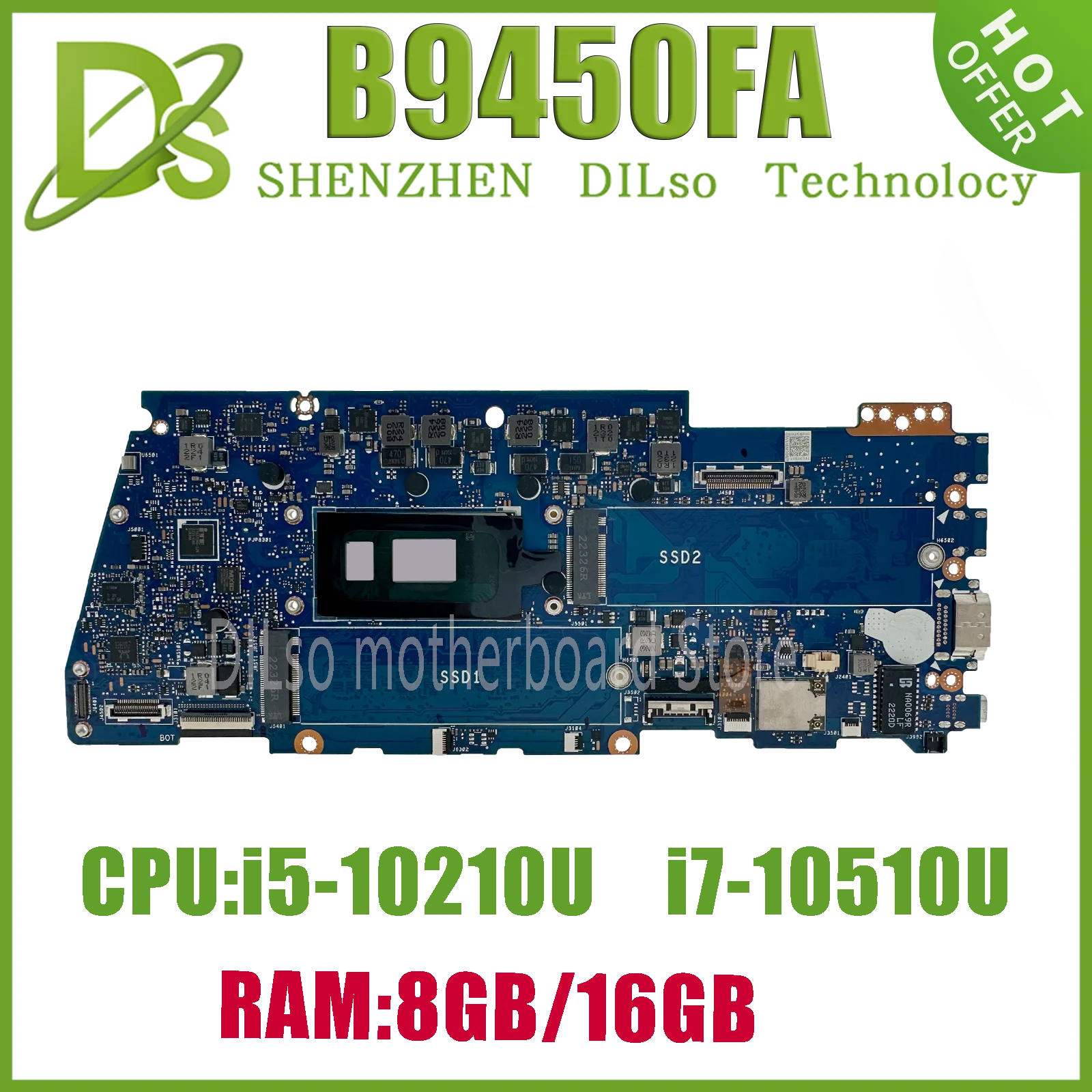 

KEFU B9450FAV Mainboard For ASUS B9450FA Expertbook B9450F B9 XS79 Laptop Motherboard W/i5-10210U i7-10510U CPU 8GB/16GB-RAM