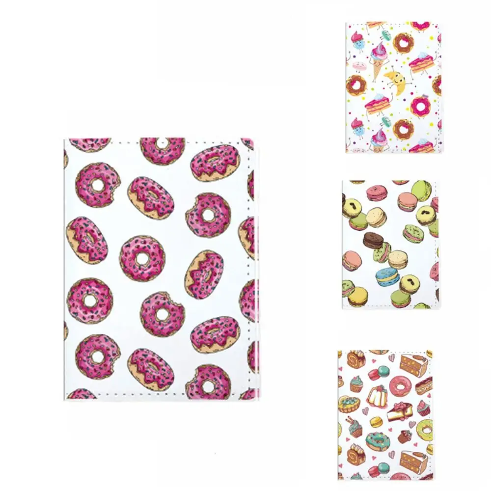 Bolsa de pasaporte multifuncional de cuero PU para hombres y mujeres, funda de pasaporte de dibujos animados lindos, accesorios de viaje, Donut, nuevo