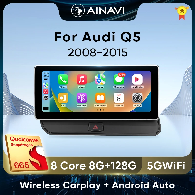 Ainavi For Audi Q5 8R Car Intelligent System MMI Wireless Carplay Android Auto Automotive Multimedia Player Autoradio 