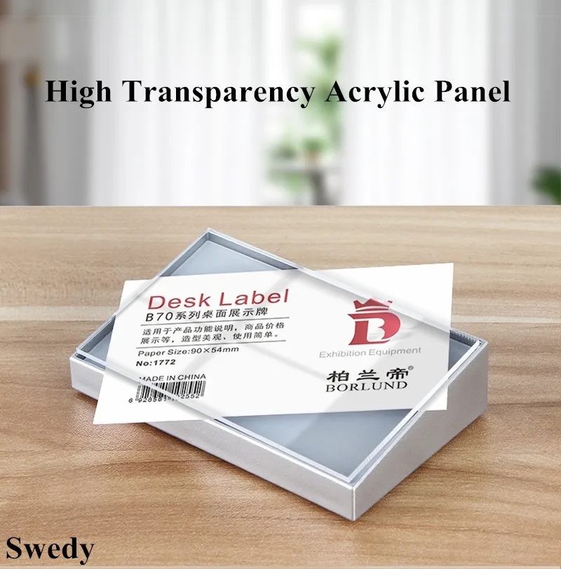 90x54mm Plastic Acrylic Sign Holder Display Stand Restaurant Table Number Menu Paper Holder Small Price Label Card Tags