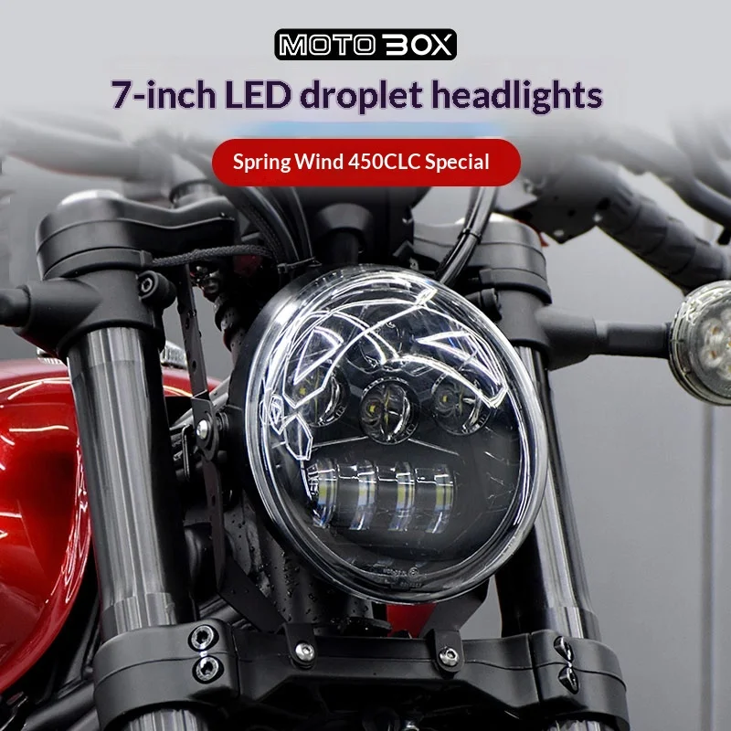 【Premium】For CFMOTO 450CLC modified 7-inch LED waterdrop headlight assembly, high-brightness headlamp high/low beam car light ac