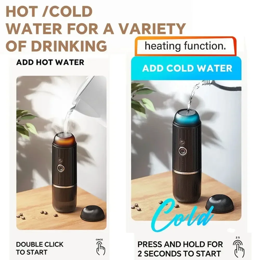 Mini Portable Coffee Machine Heating Function Car Expresso Maker TYPE-C Charging Port Fit Nespresso Capsule and Powder 7500Mah