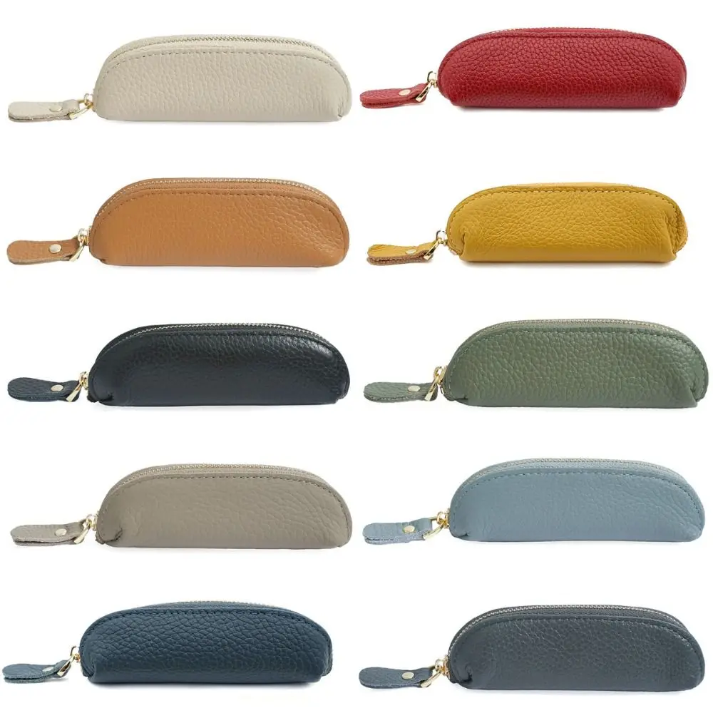 Vintage Retro Women's Wallet Waterproof Portable Genuine Leather Coin Purse Zipper Durable Cowhide Pencil Bag Unisex