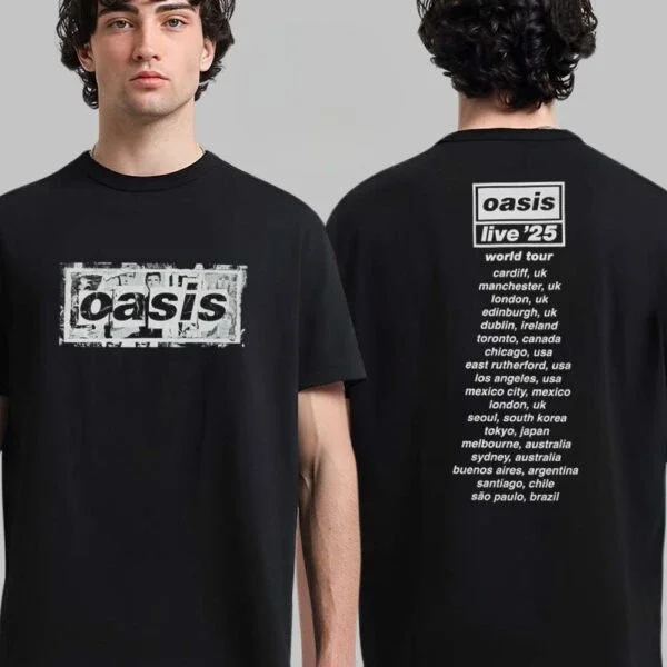 

2025 Oasis Ireland Tricolour Logo Gallagher Brothers Photo Loved and Loathed Two Sides Unisex T-Shirt Ins Y2k Hot New Brand