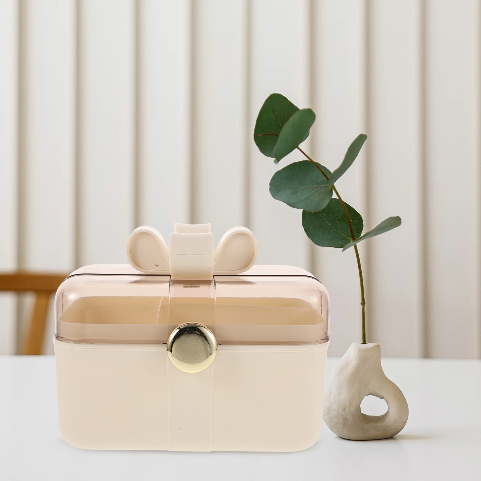 Large Capacity Hair Accessories Storage Box Portable Plastic Organizer with Handle Lid for Hair Bows Clips Ties Double Layer