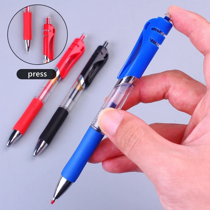 Large Capacity Business Retractable Gel Pens Refills 0.5mm Black blue ink Ballpoint School Student Exam Writing Supplies