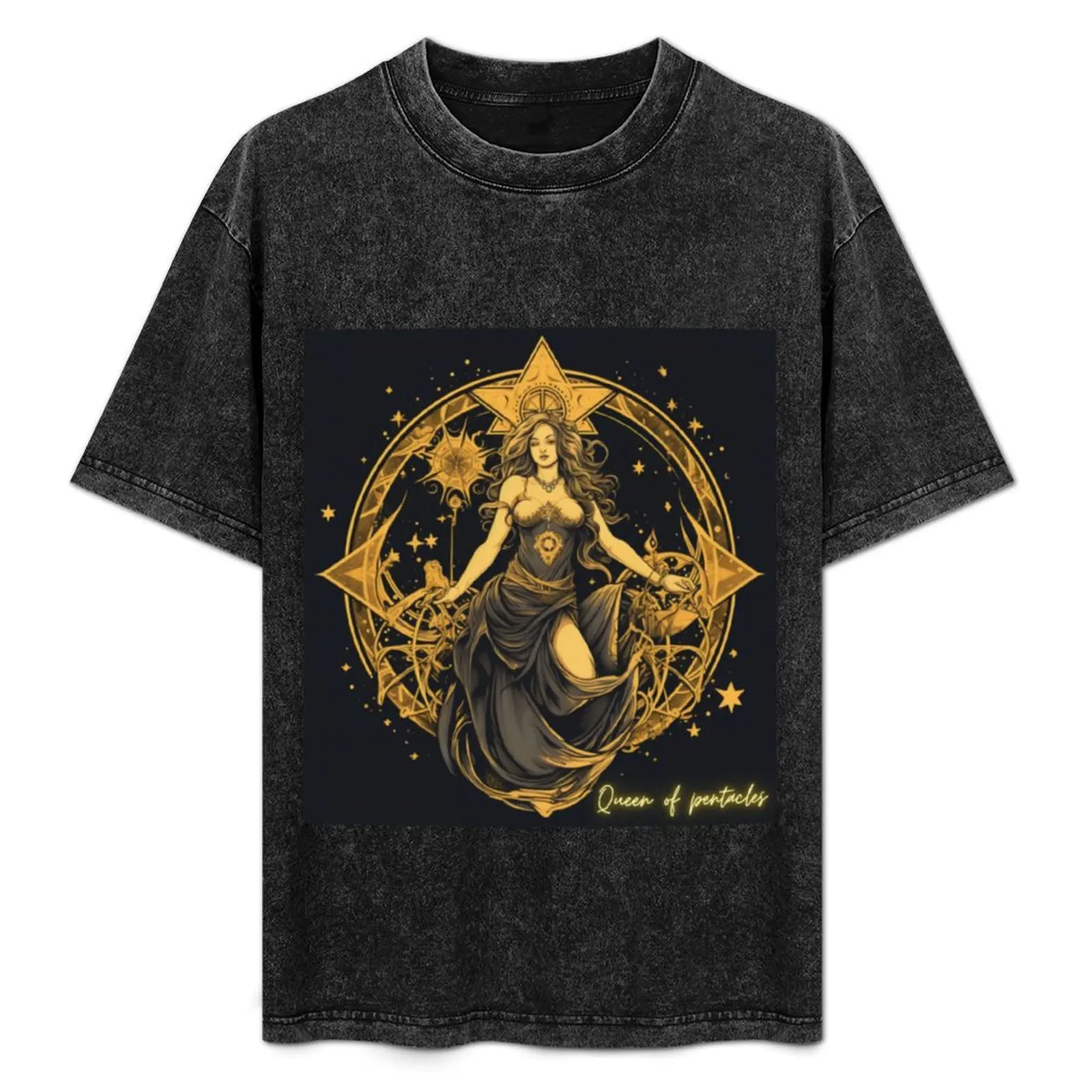 

Queen of Pentacles,A successful woman. T-Shirt Tough Fabric Work Tee