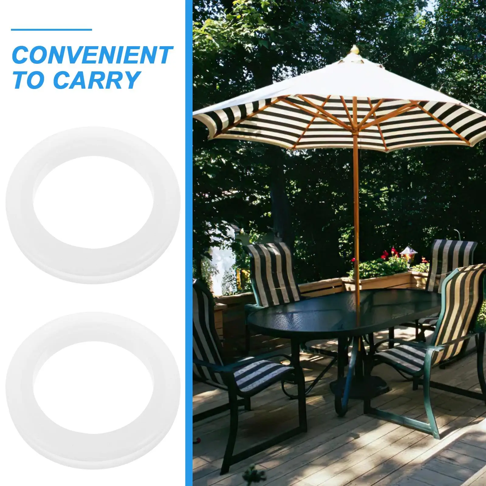 2Pcs Transparent Silicone Umbrella Hole Ring Set For Table Garden Outdoor Sunshade Protector Rings Umbrella Fixing Tool Durable